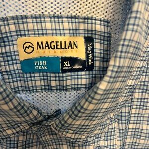 Magellan Outdoors White and Blue Checkered Shirt